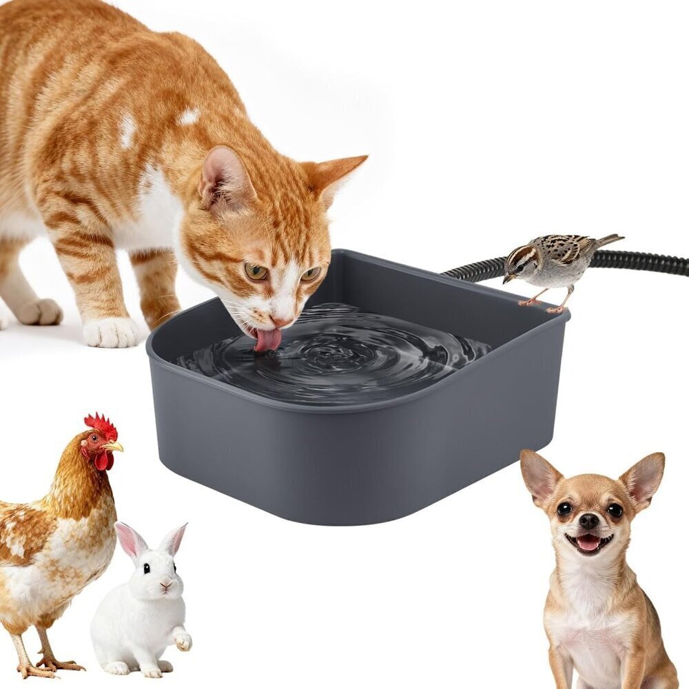 Heated Water Bowl for Cats Rabbits, Hanging Dog Heating Dish for Cage Kennel